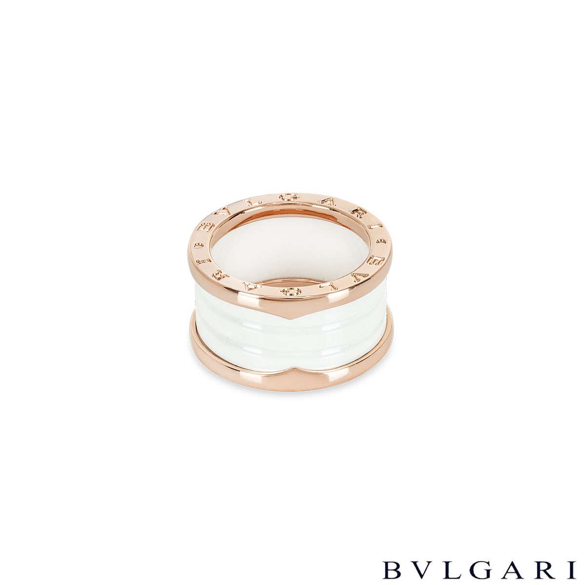 Bvlgari Rose Gold & White Ceramic B.Zero1 Size 54 Ring 345831